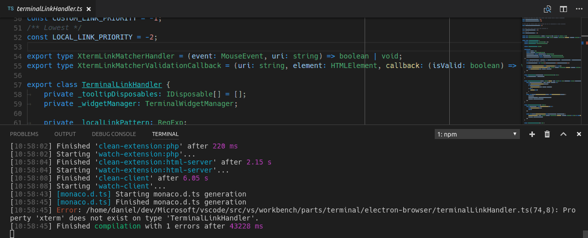 Terminal line column links