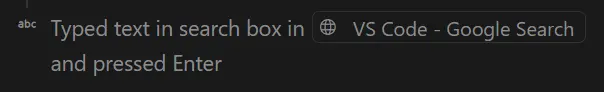 Screenshot showing a tool call where the agent typed text into a page and pressed enter.