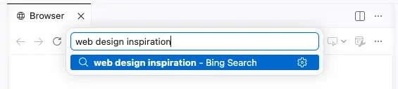 Screenshot showing a web search from the integrated browser's address bar.