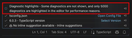 Screenshot showing the language status bar diagnostic highlights addition