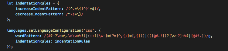 Dark+ colorization of a JavaScript regular expression