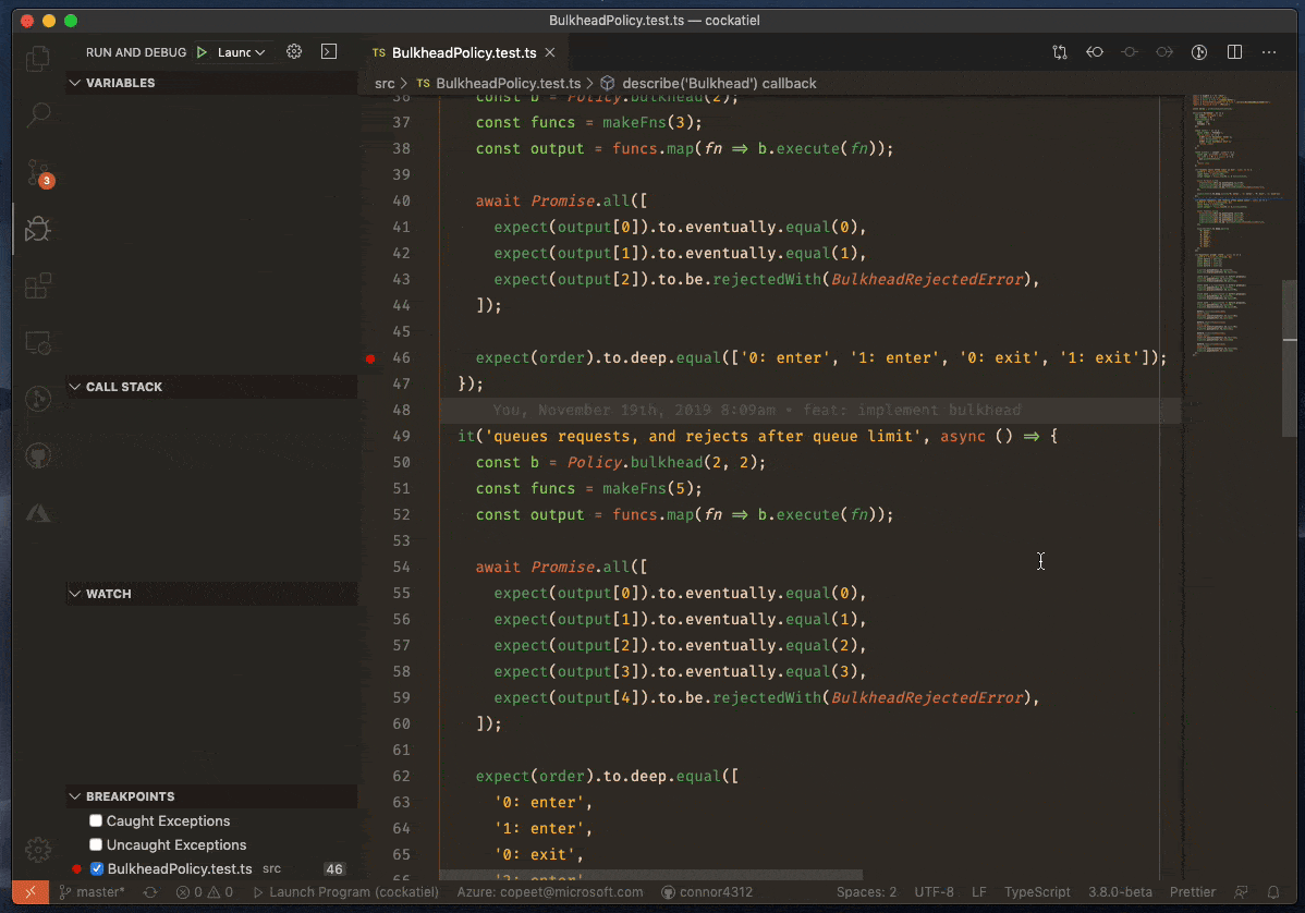 JavaScript debug terminal