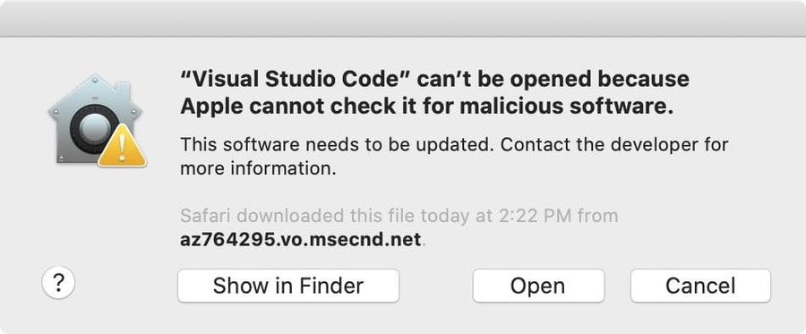 macOS missing notarization warning