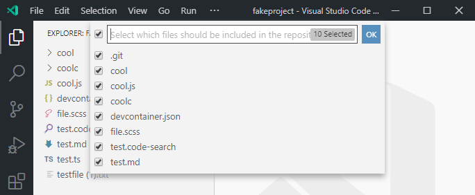 Select which files to include in the repository