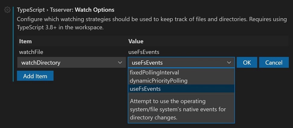 Object setting in the new Settings editor