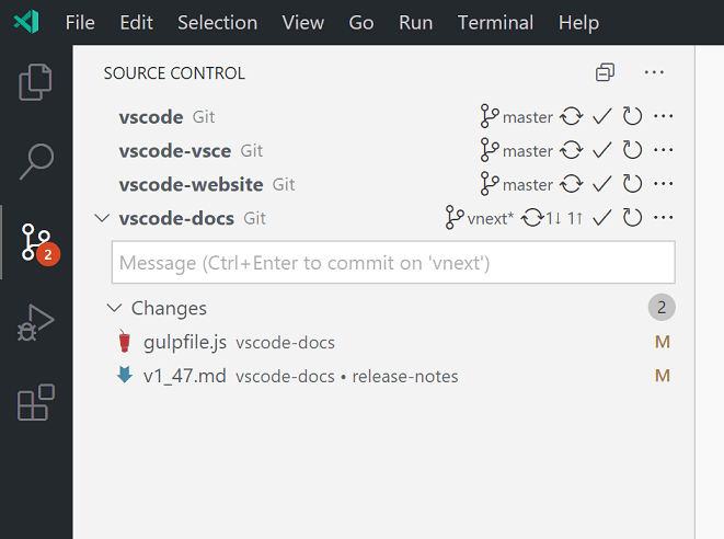 how to use visual studio code source control