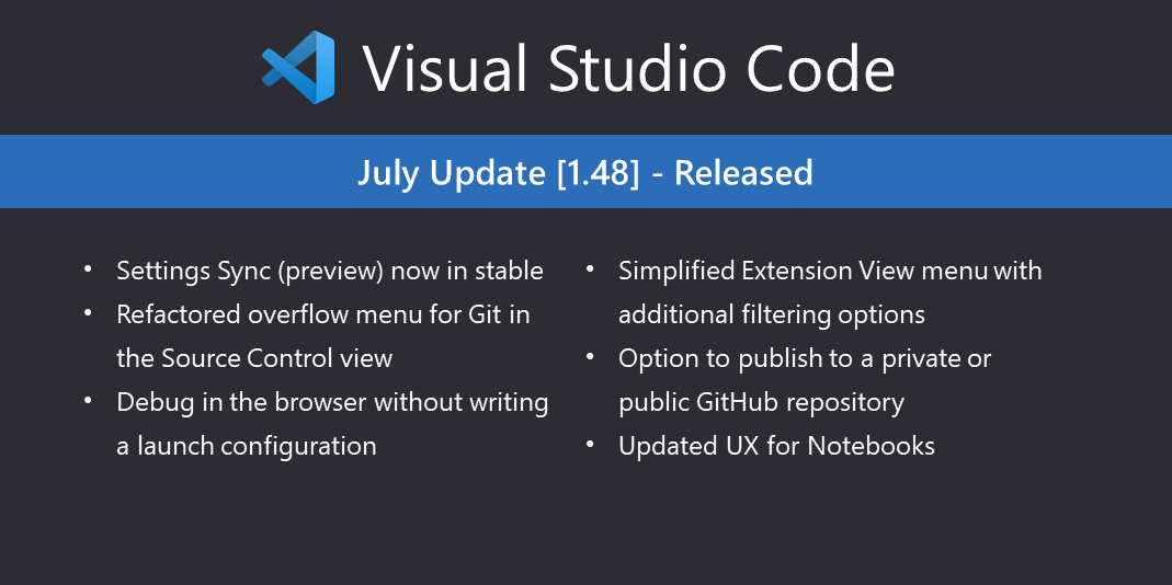 Visual Studio Code July 2020