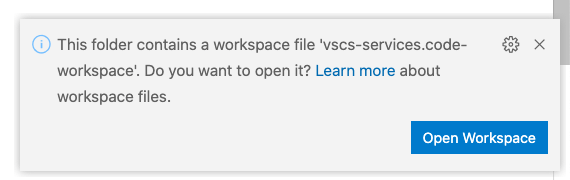 Open workspace notification