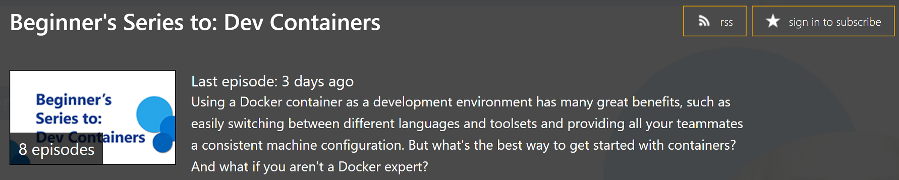 Beginner's dev containers videos series