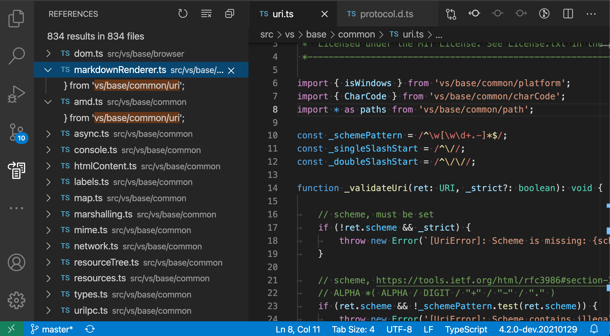 visual studio code javascript references