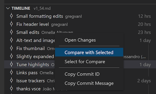 Select for Compare command in context menu