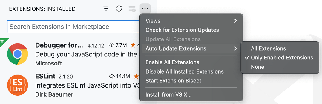 Auto update only enabled extensions