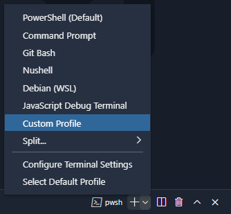 A contributed profile will show up along side detected and configured terminal profiles