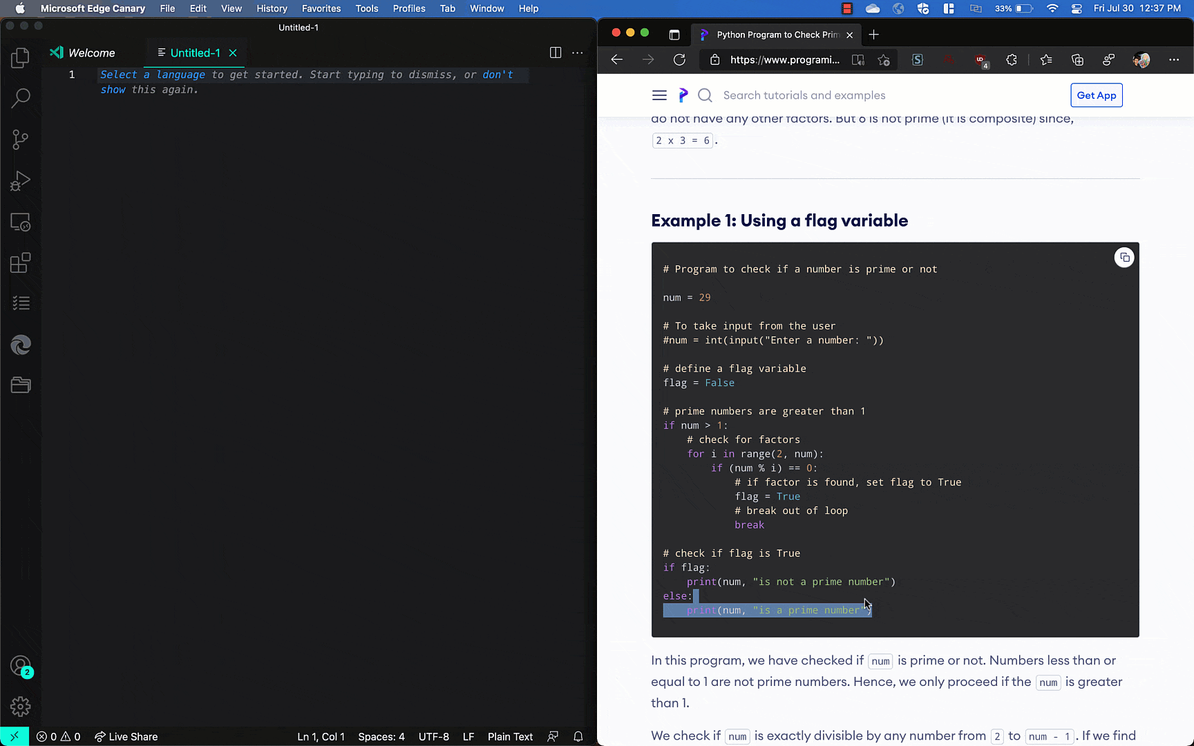 paste a code snippet right into VS Code and it will detect the language