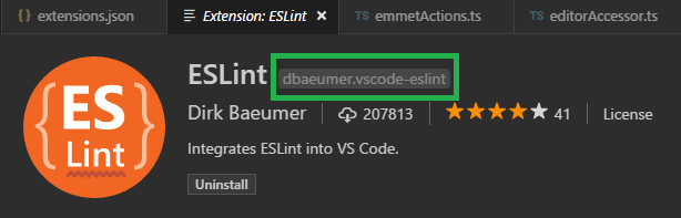 Extension identifier