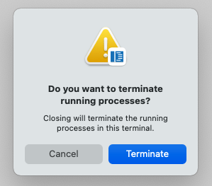 Terminal editor confirmation dialog