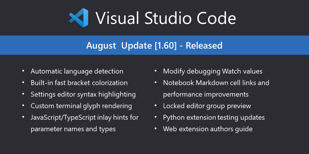 Visual Studio Code August 21