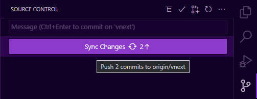 New Source Control view Sync button
