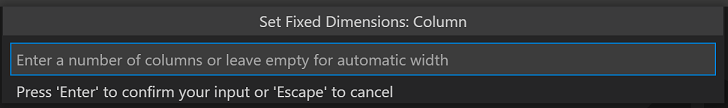 Terminal Set Fixed Dimensions 列宽提示