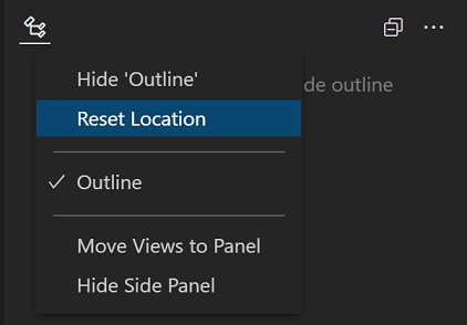 View context menu with Reset Location command