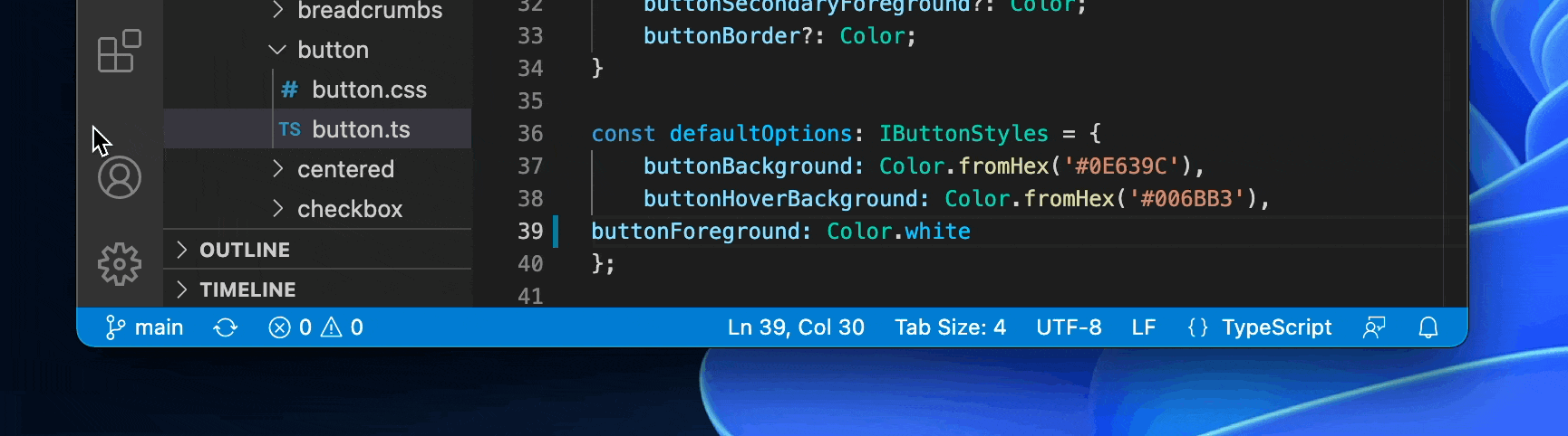 Animation showing Status bar focus borders as the user tabs thought Status bar items