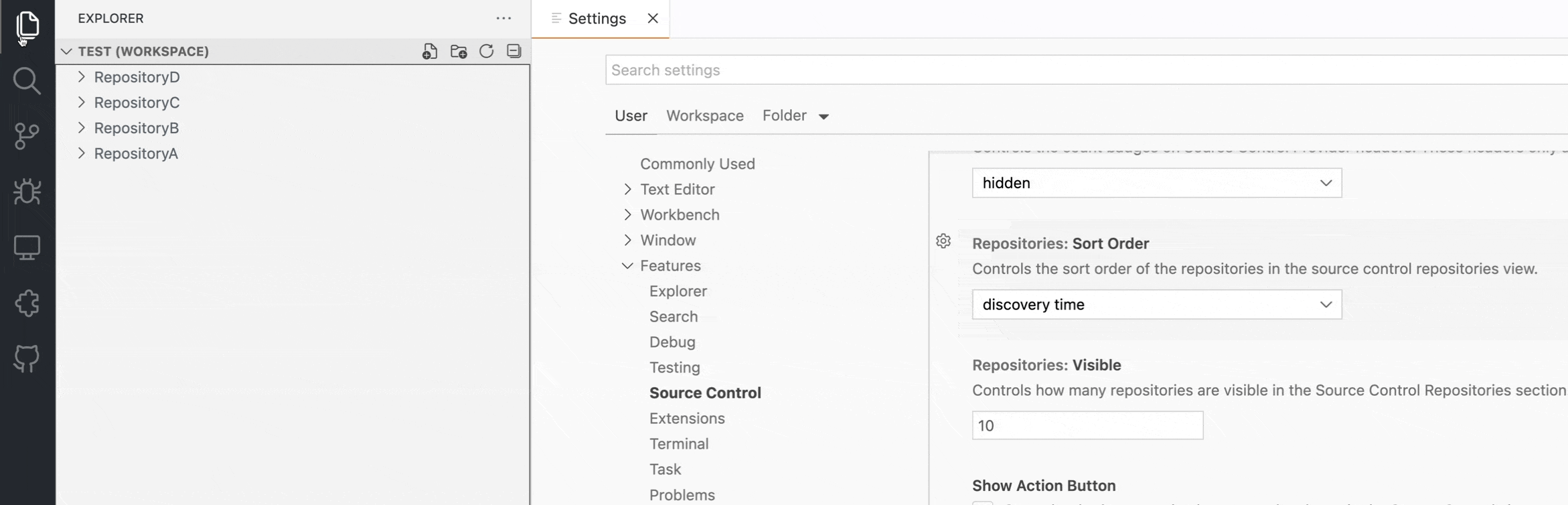 Sort repositories in the Source Control Repositories view