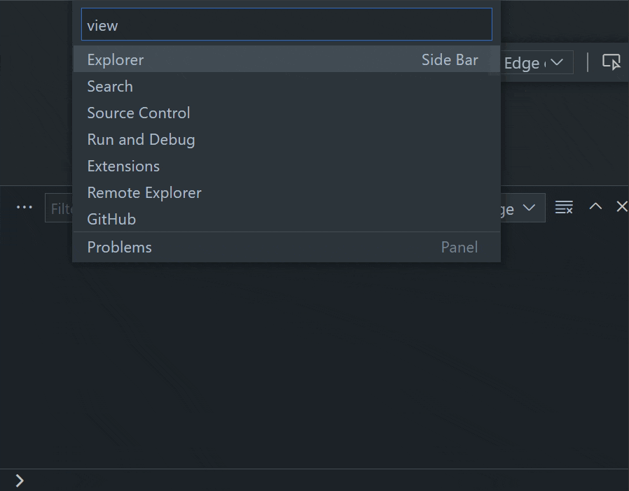 Accessing the Debug Console via View menu