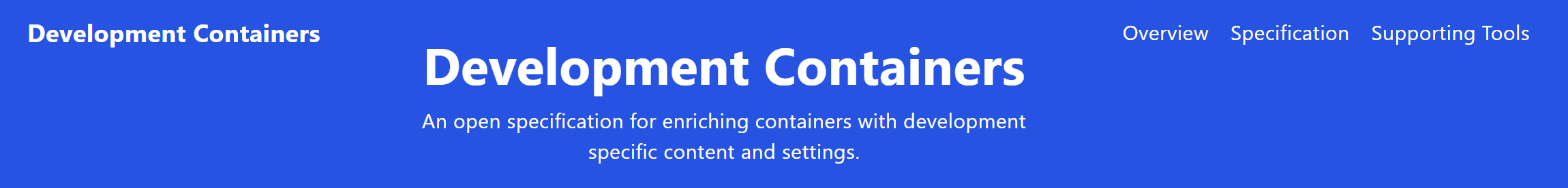 Banner from the Development Containers Specification website