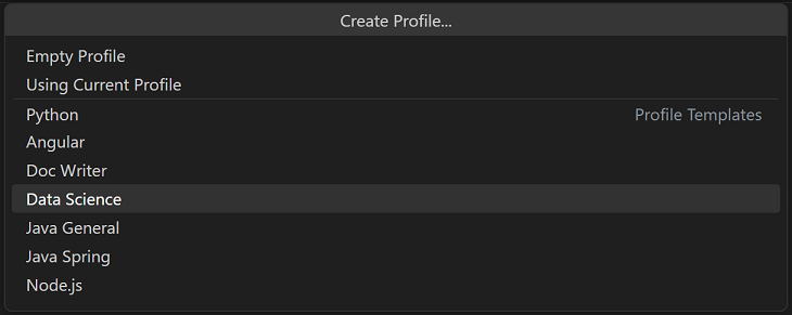 Profile template dropdown