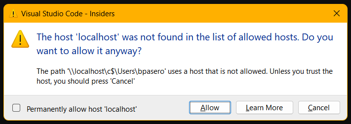Windows UNC allow dialog