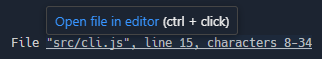 Links in the style 'File "src/cli.js", line 15, characters 8-34' are now detected