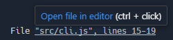Links in the style 'File "src/cli.js", lines 15-19' are now detected