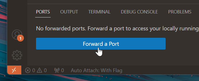 Forward a Port button displayed in the Ports view