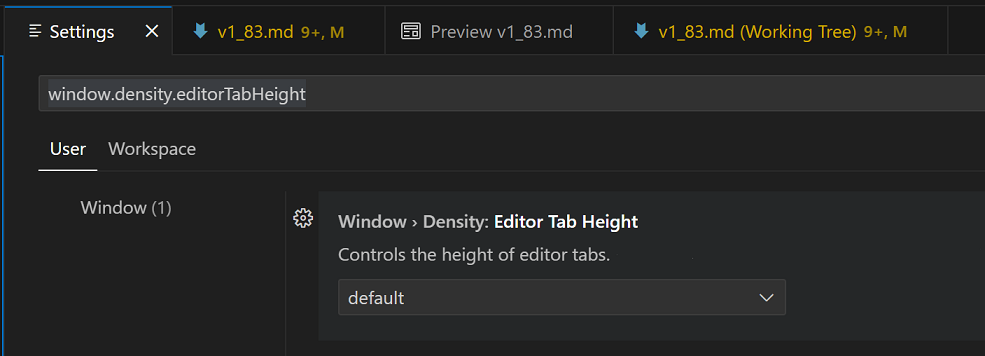 Editor tabs with default height