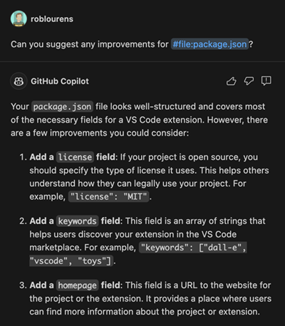 File context example in the Copilot Chat View.