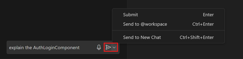 Screenshot of the chat submit dropdown options