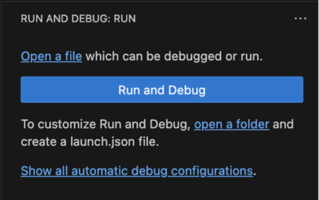 The run and debug view showing a mix of regular text and underlined links.
