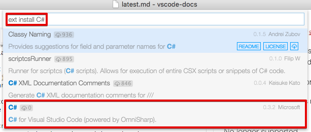 Installing C# extension