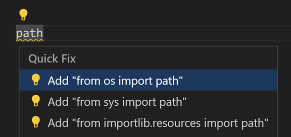 Add import code action